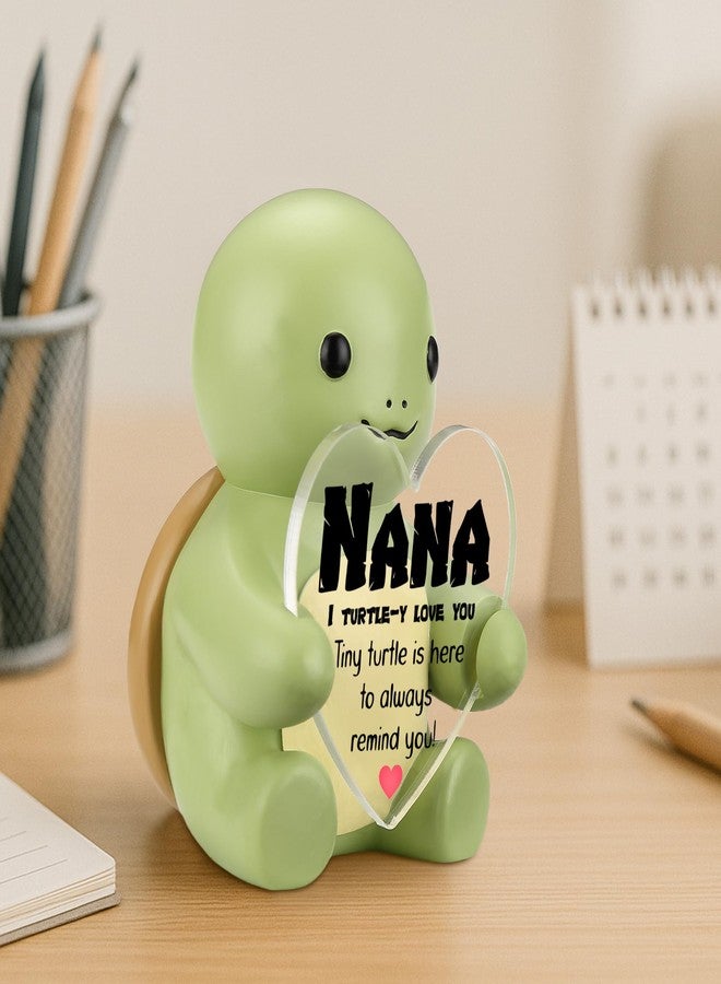 FTONENI Cute Turtle Figurine for Nana, I Turtle-y Love You Gift from Granddaughter or Grandson, Heart Acrylic Sign Mini Statue, Appreciation Desk Decor, Resin Animal Ornament for Birthday Christmas - FDC560 - Image 3